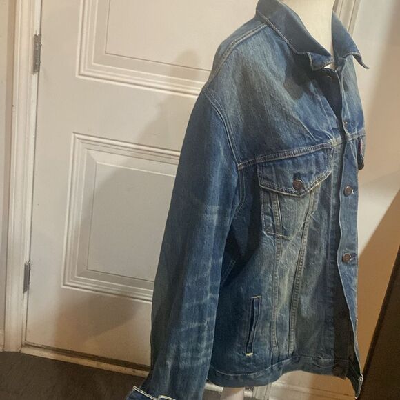 VINTAGE Levi's Jean Jacket men Sz Xl - Picture 3 of 4